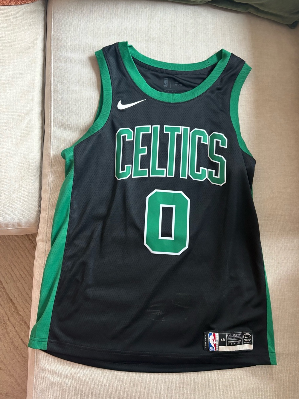 Tatum Nike Black and Green Celtics Basketball Jersey #0